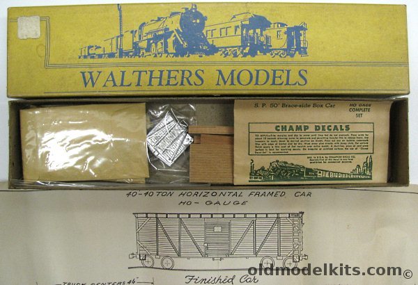 Walthers 1/87 40' - 40 Ton Horizontal Framed Boxcar - HO Craftsman Kit with Trucks, 6805 plastic model kit
